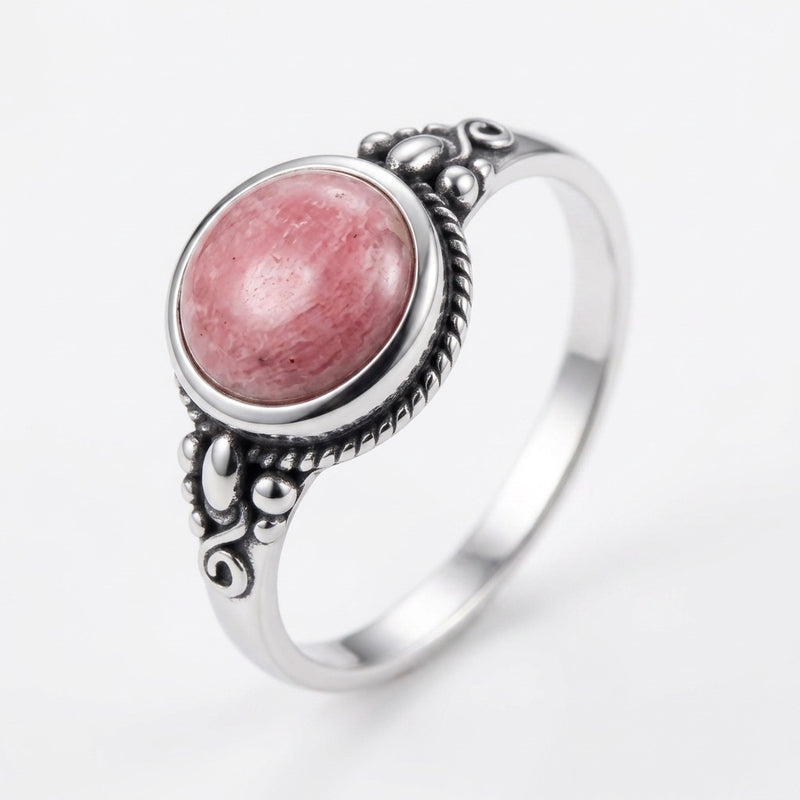 Rhodochrosite Stone Ring "Sakura"