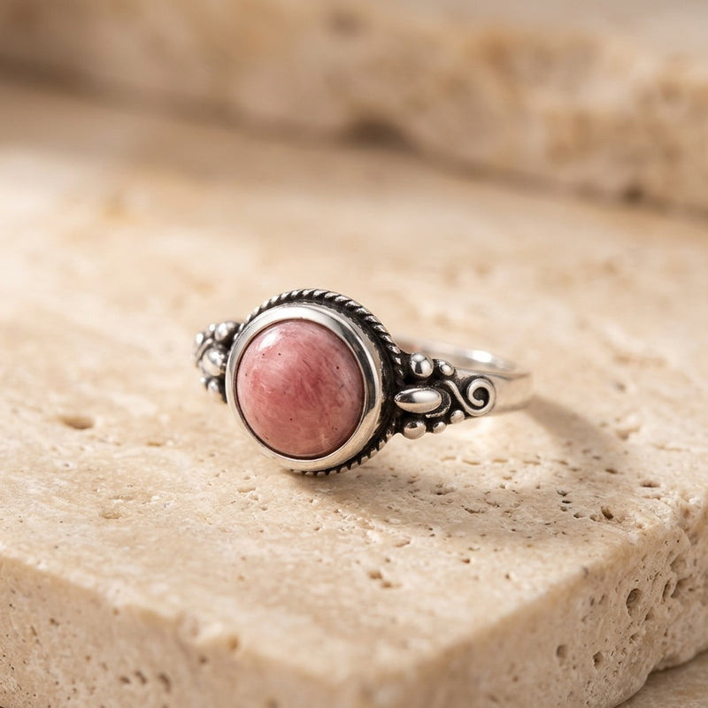 Rhodochrosite Stone Ring "Sakura"