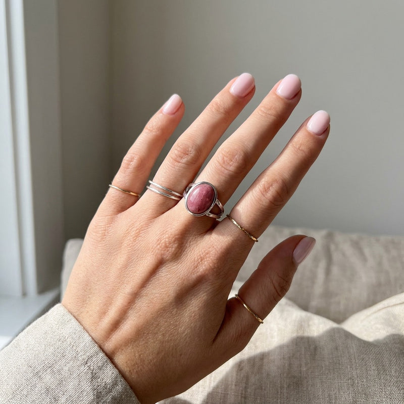 Rhodochrosite Stone Ring “Blush Reverie”