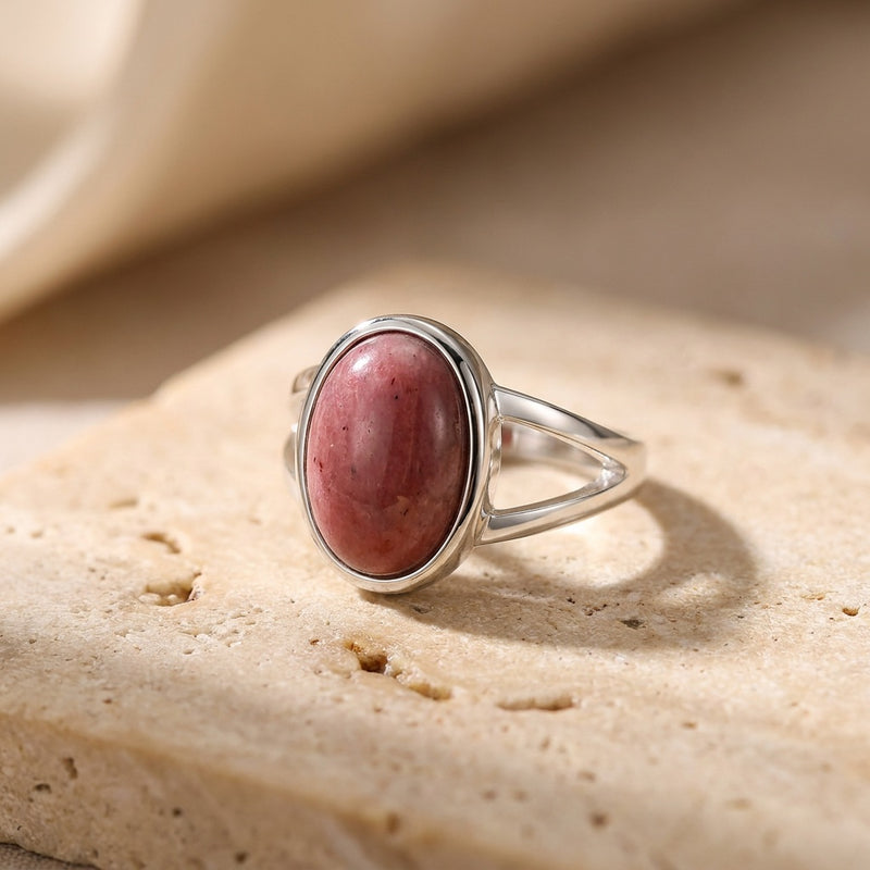 Rhodochrosite Stone Ring “Blush Reverie”