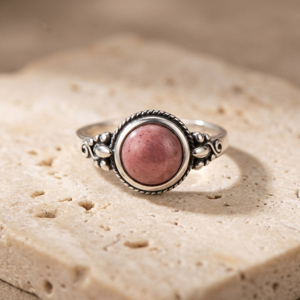 Rhodochrosite Stone Ring "Sakura"