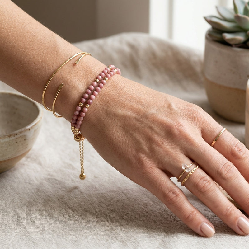 Rhodonite Stone Bracelet “Velora Bloom”
