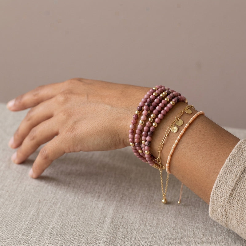 Rhodonite Stone Bracelet “Velora Bloom”