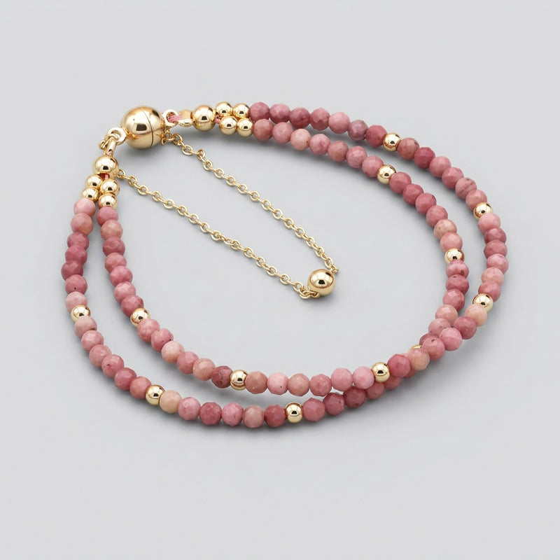 Rhodonite Stone Bracelet “Velora Bloom”