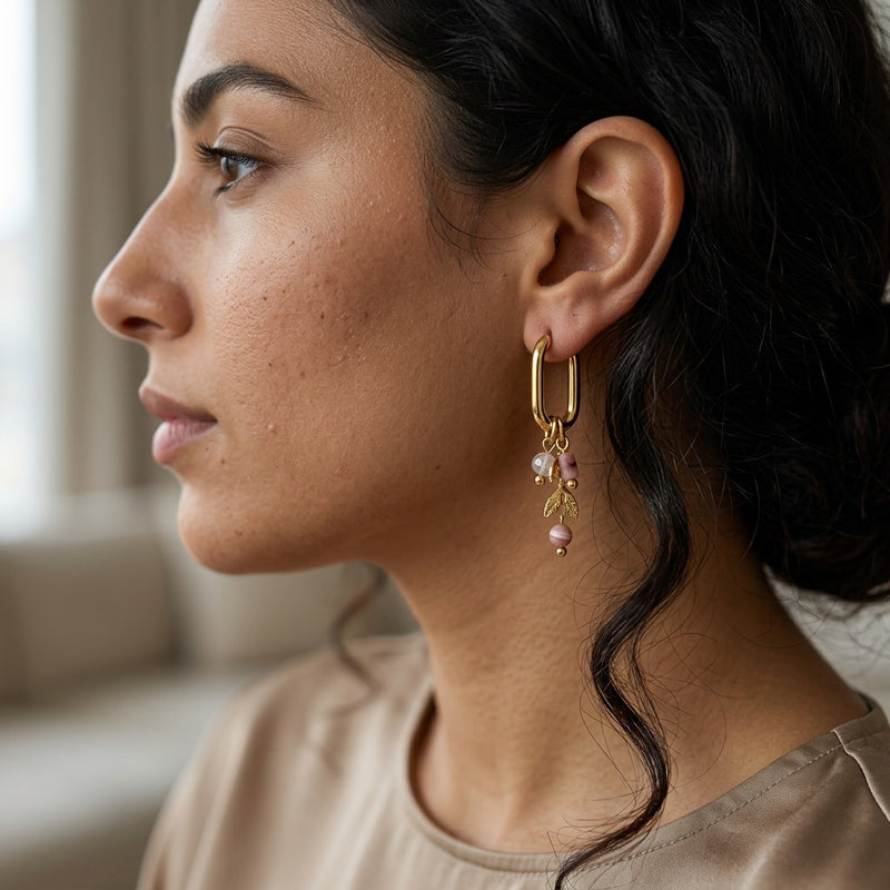 Rhodonite earrings "Noctara"