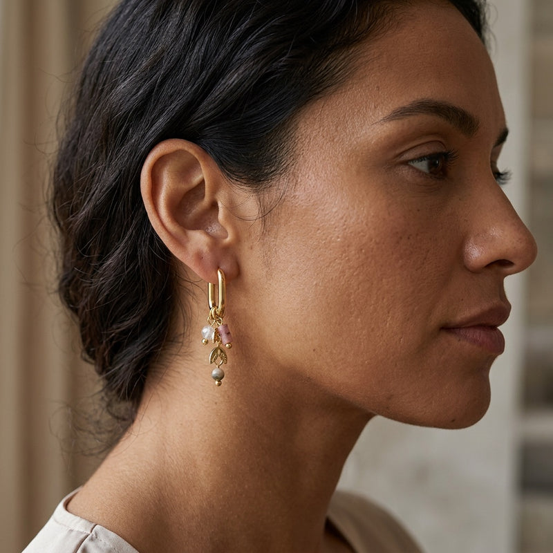 Rhodonite earrings "Noctara"