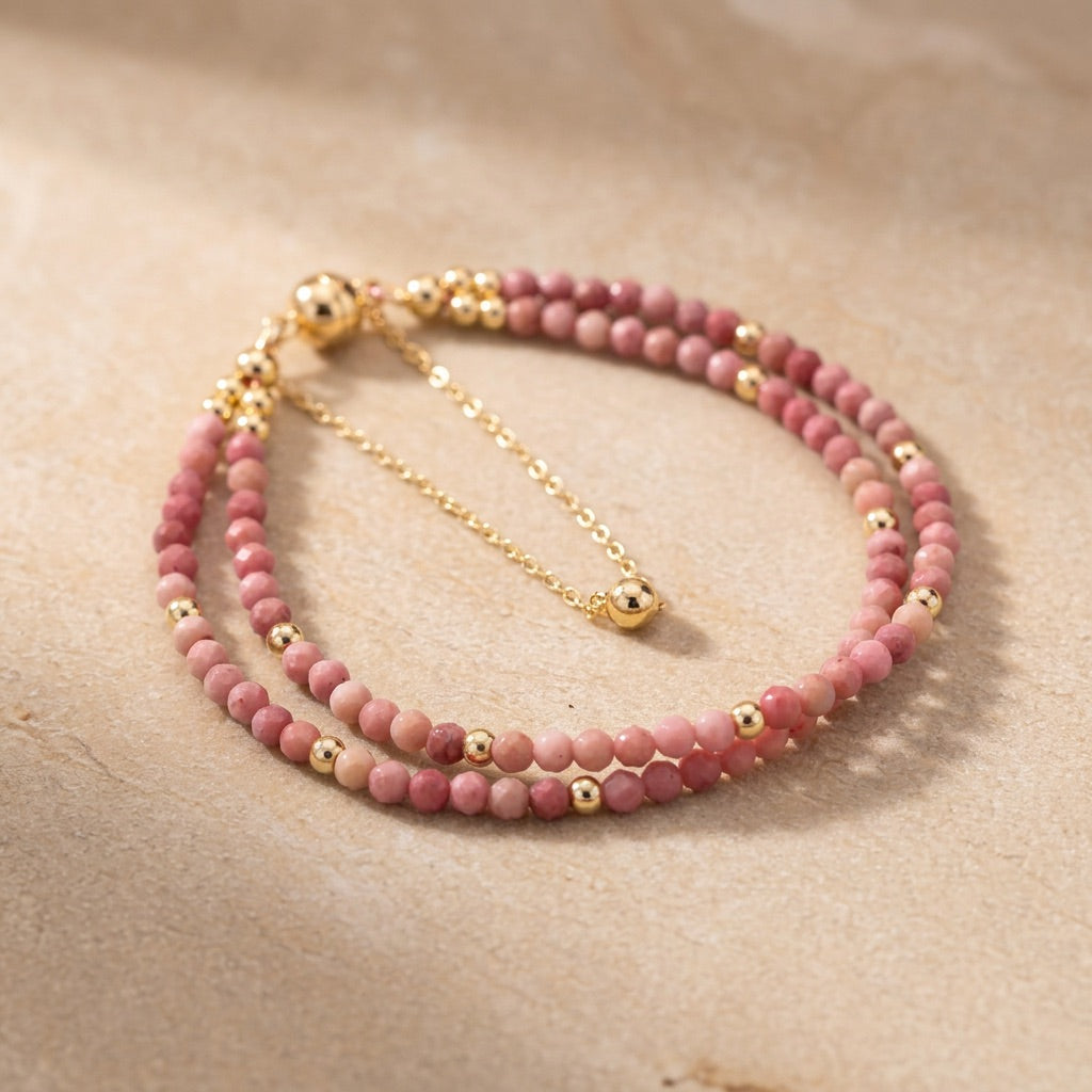 Rhodonite Stone Bracelet “Velora Bloom”