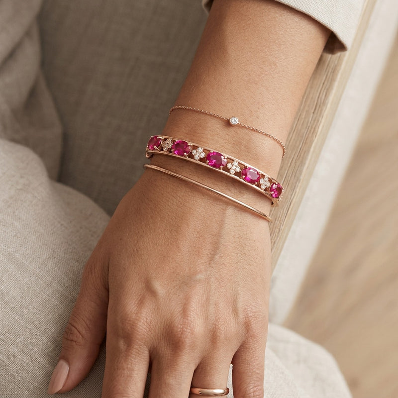 Ruby Bracelet "Velmora Crown" Rose Gold