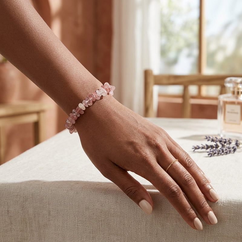 Rose Quartz Irregular Stone Bracelet "Nama"