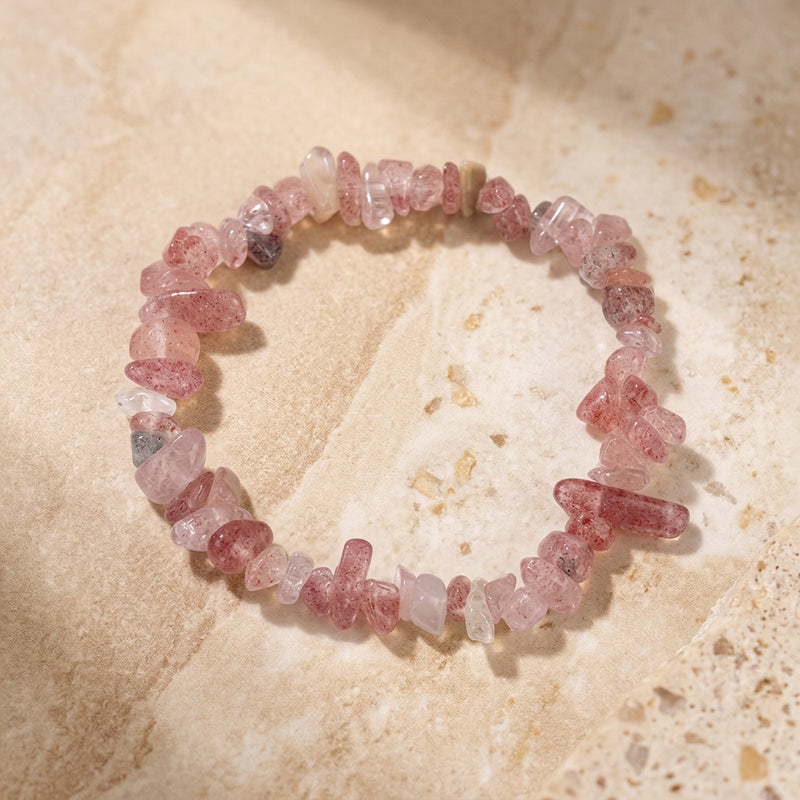 Rose Quartz Irregular Stone Bracelet "Nama"