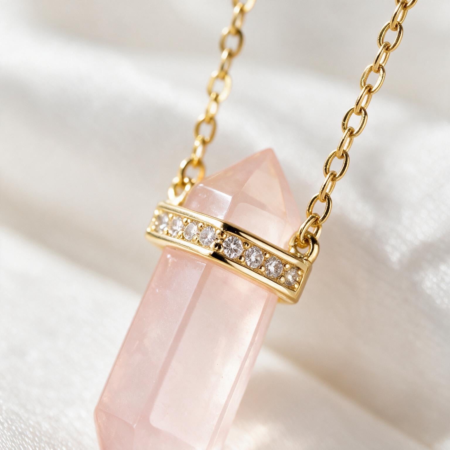 Rose Quartz Necklace "Saturn"