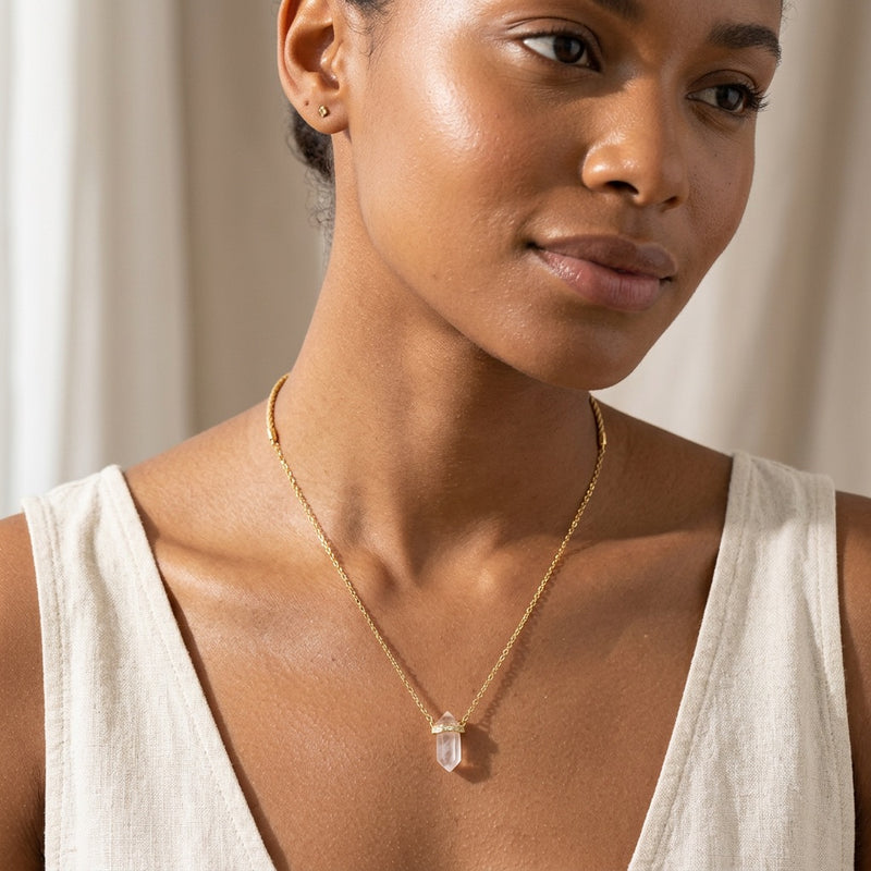 Rose Quartz Necklace "Saturn"