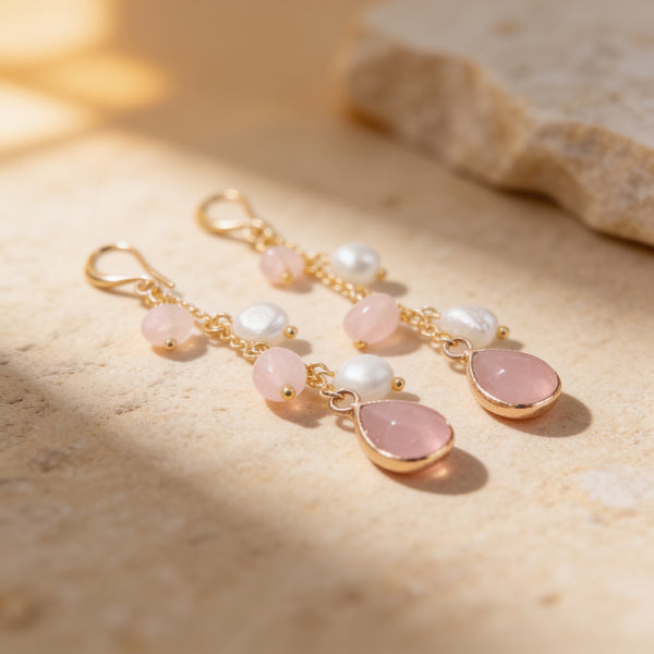 Rose Quartz  Earrings “Mirelya”