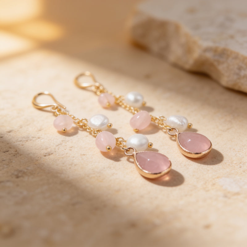 Rose Quartz  Earrings “Mirelya”