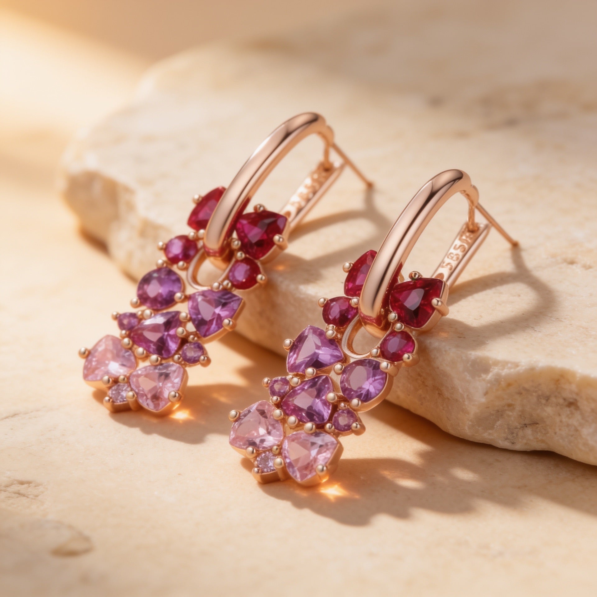 Rose Quartz Earrings "Gradient"