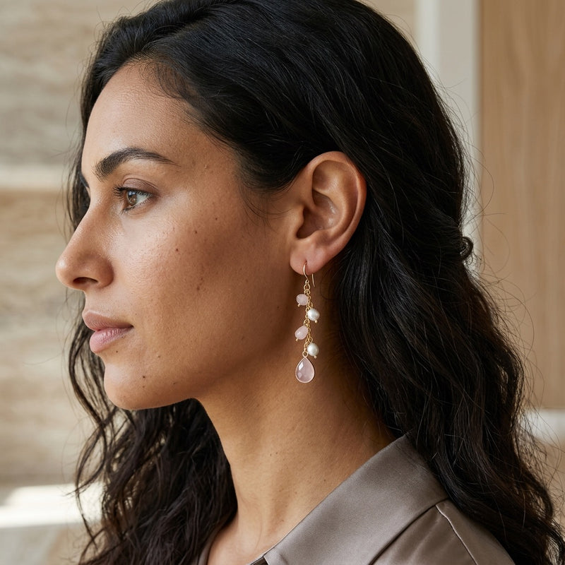 Rose Quartz  Earrings “Mirelya”