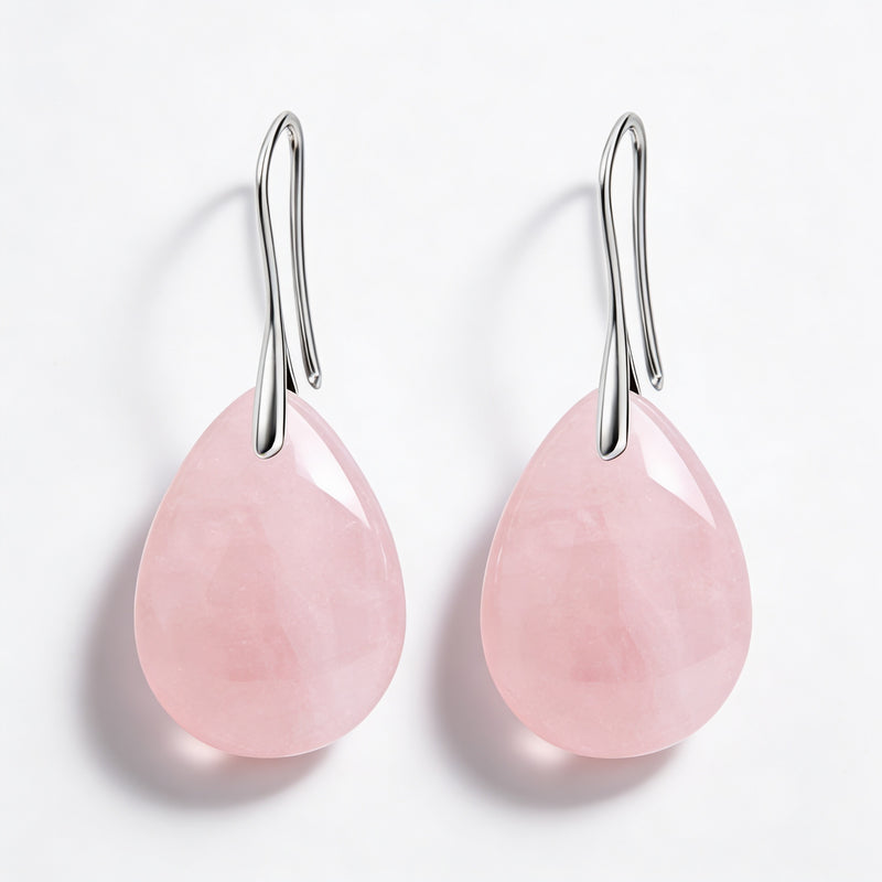 Rose Quartz Stone Earrings "Blush Eterne"