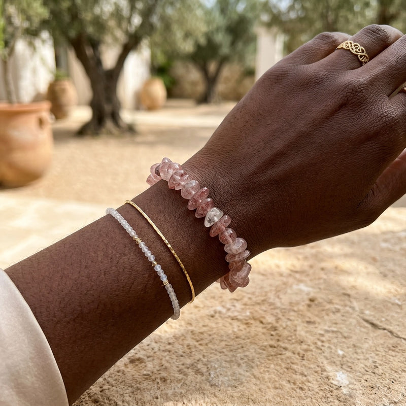 Rose Quartz Irregular Stone Bracelet "Nama"
