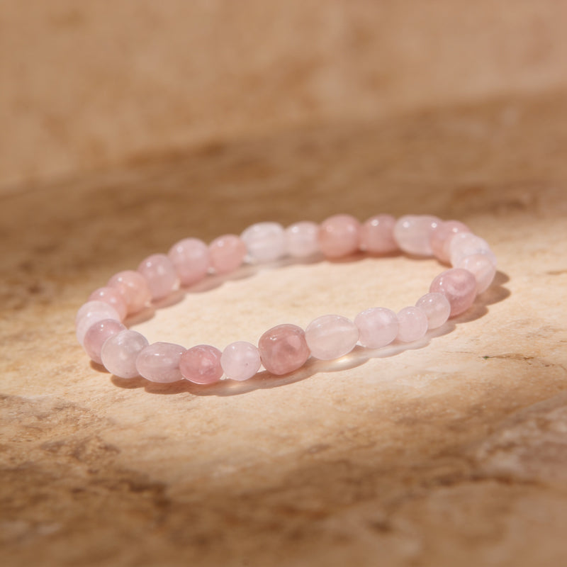 Rose Quartz Bead Bracelet "Blush Serenity"