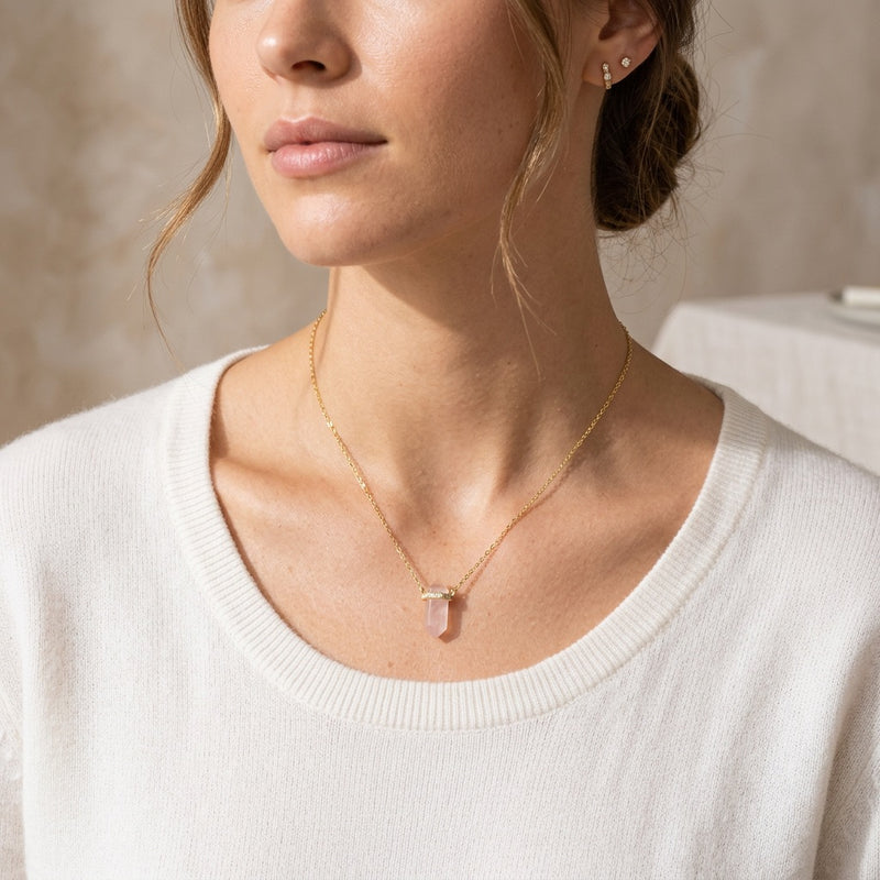 Rose Quartz Necklace "Saturn"