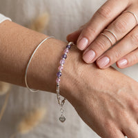 Lepidolite & Rose Quartz Bracelet "Serenity Bloom"