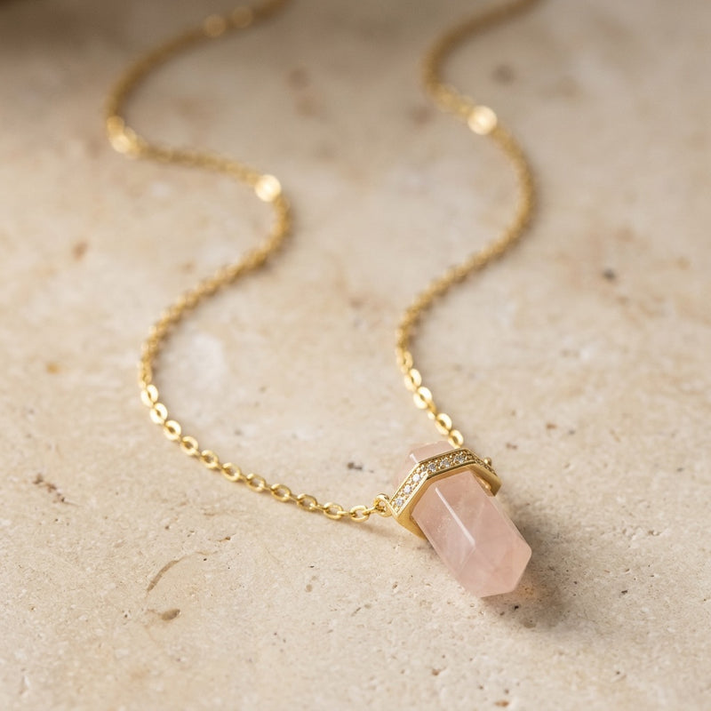 Rose Quartz Necklace "Saturn"