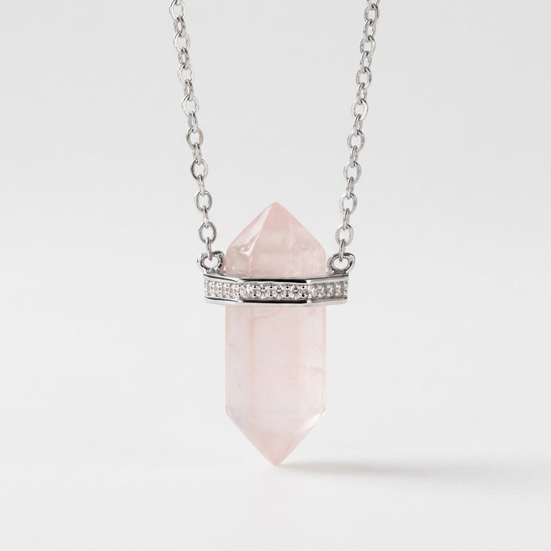 Rose Quartz Necklace "Saturn"