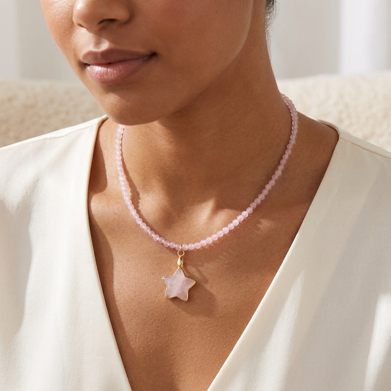 Rose Quartz Star Necklace "Stela"