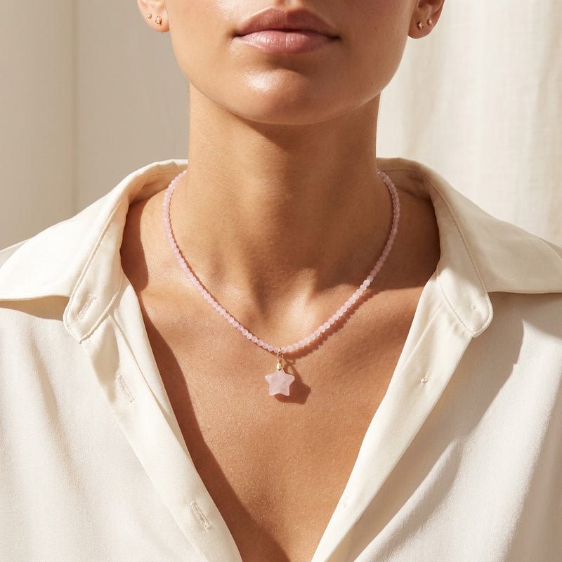 Rose Quartz Star Necklace "Stela"