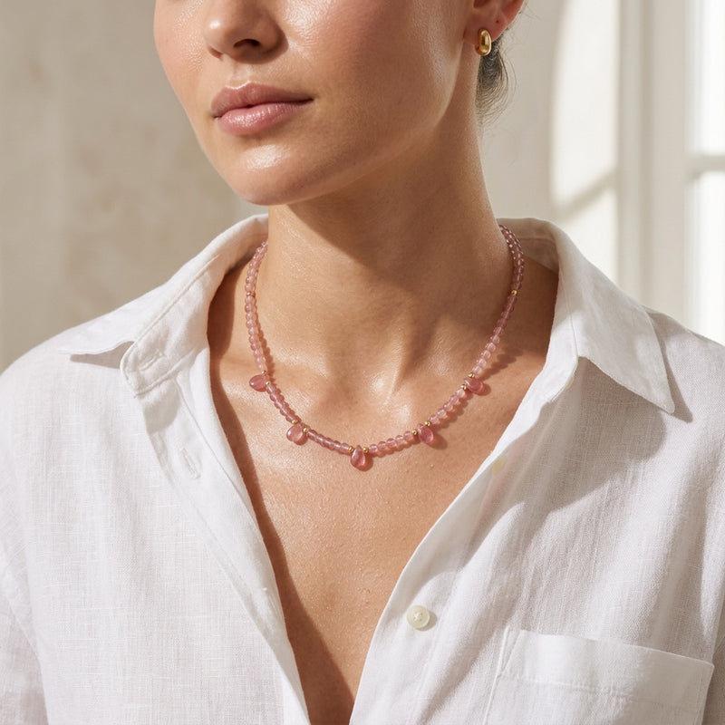 Rose Quartz Necklace "Reflection"