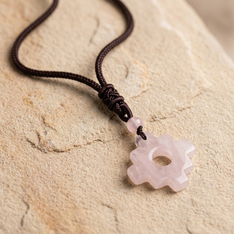 Rose Quartz Necklace "Tetris"
