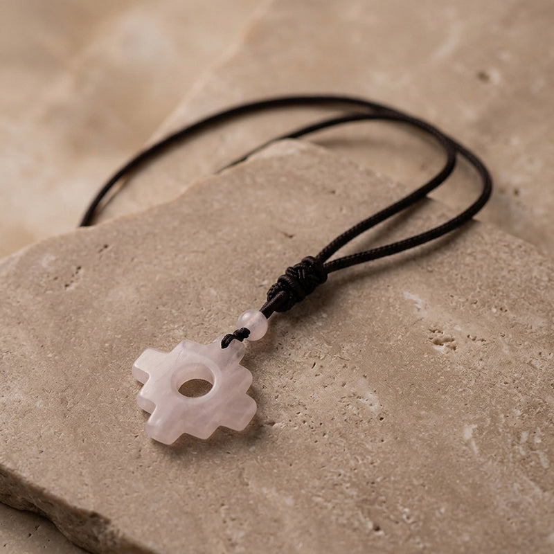 Rose Quartz Necklace "Tetris"