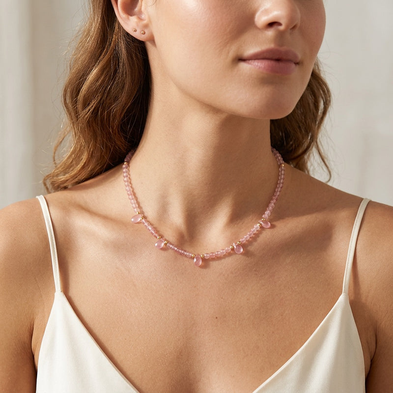 Rose Quartz Necklace "Reflection"