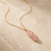 Gold Rose Quartz Necklace "Nexa Blushspire"