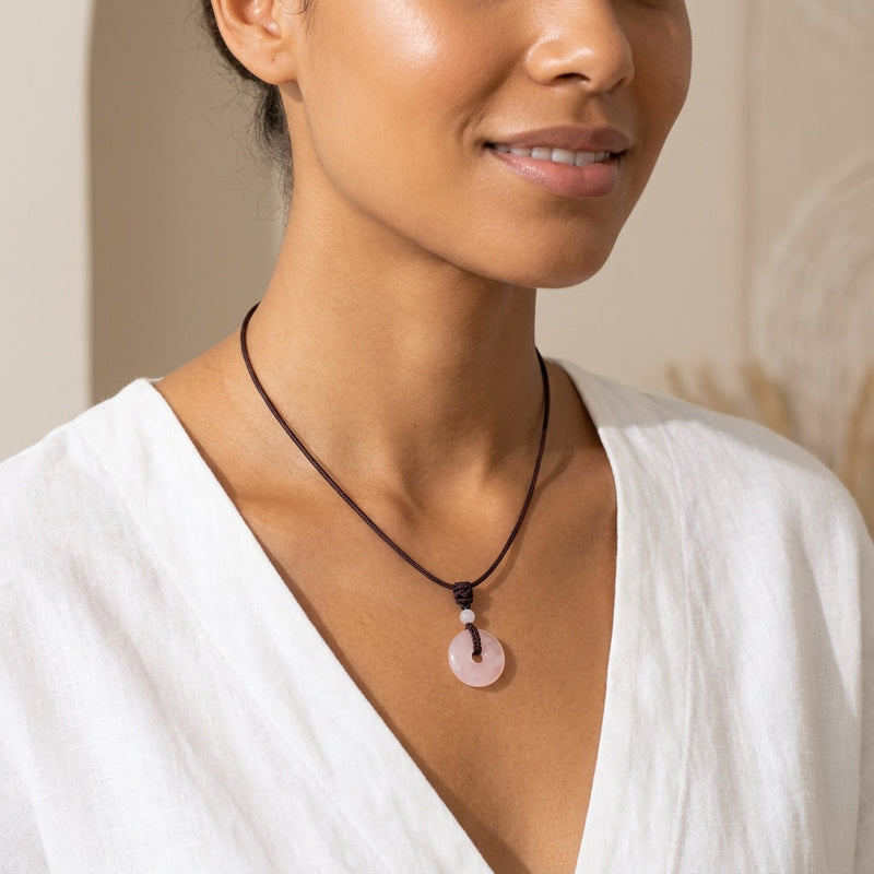 Rose Quartz Stone Pendant Orbit