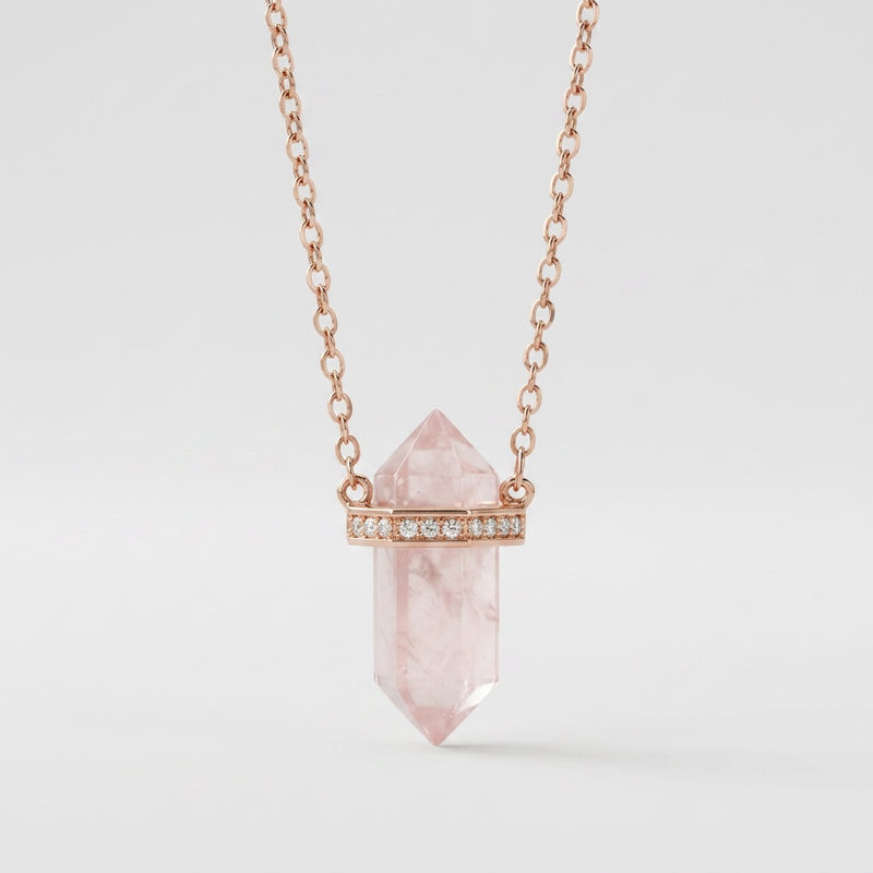 Rose Quartz Necklace "Saturn"
