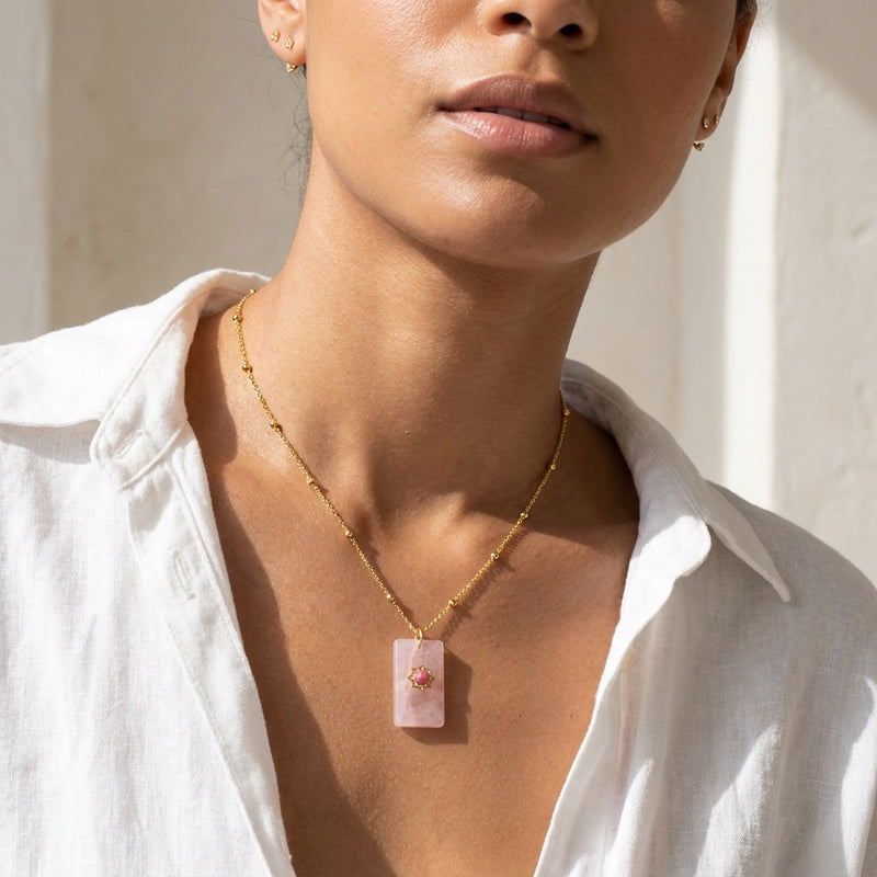 Rose Quartz Stone Necklace "Mobli"