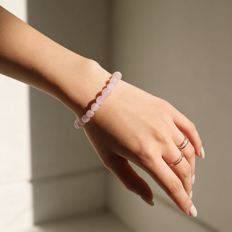 Rose Quartz Bead Bracelet "Blush Serenity"