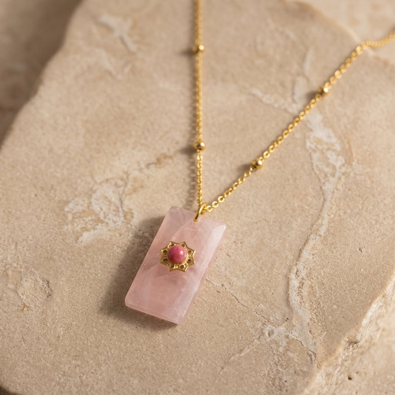 Rose Quartz Stone Necklace "Mobli"