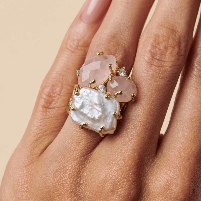 Rose Quartz Stone Ring "Diana"