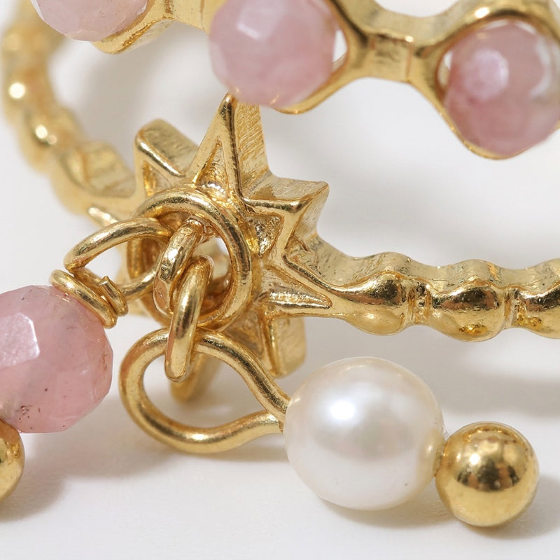 Rose Quartz And Gold Ring "Luciole"