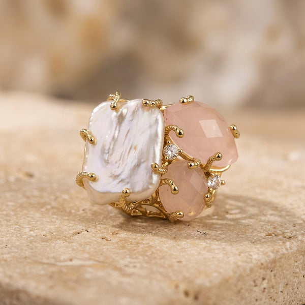 Rose Quartz Stone Ring "Diana"