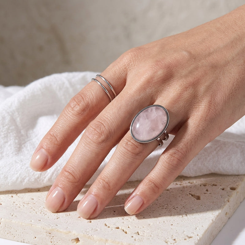 Rose Quartz Adjustable Ring "Pink Sweetness"