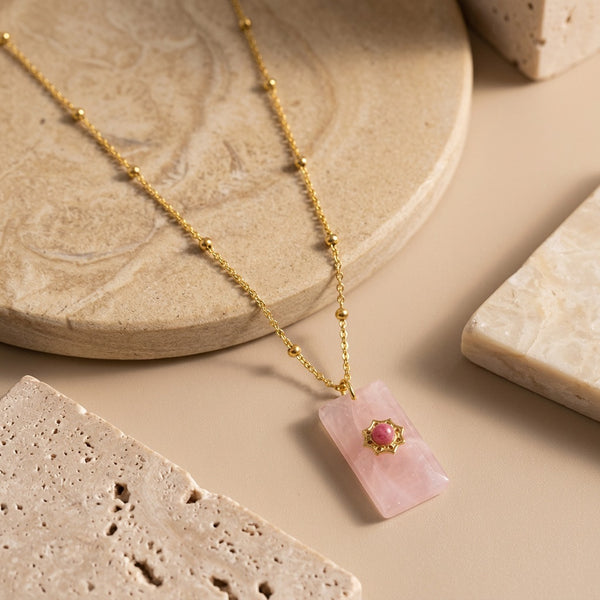 Rose Quartz Stone Necklace "Mobli"
