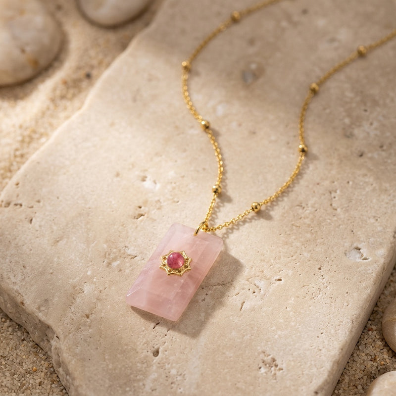 Rose Quartz Stone Necklace "Mobli"