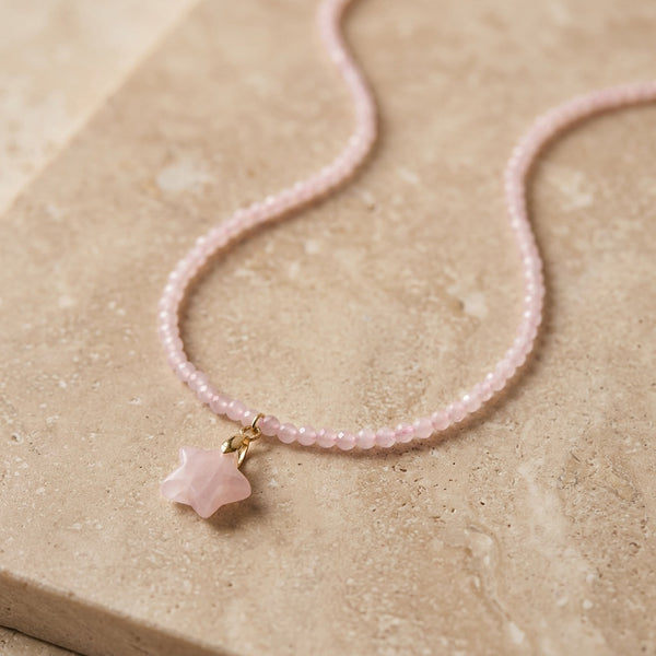 Rose Quartz Star Necklace "Stela"