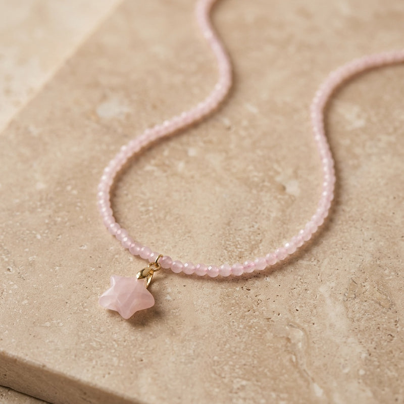 Rose Quartz Star Necklace "Stela"