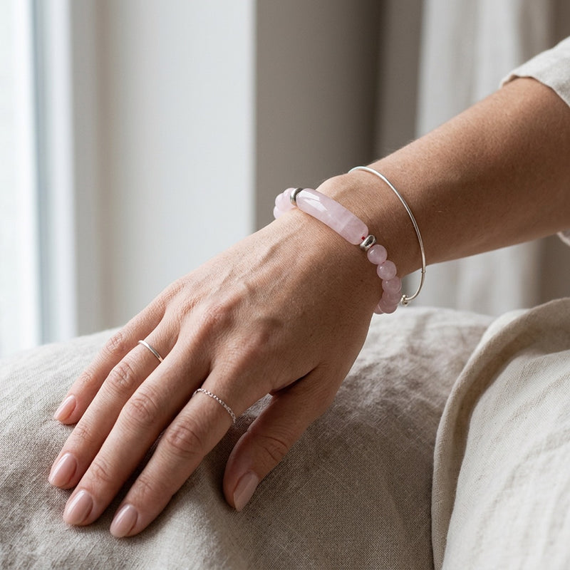 Rose Quartz Stone Bracelet "Elarose"