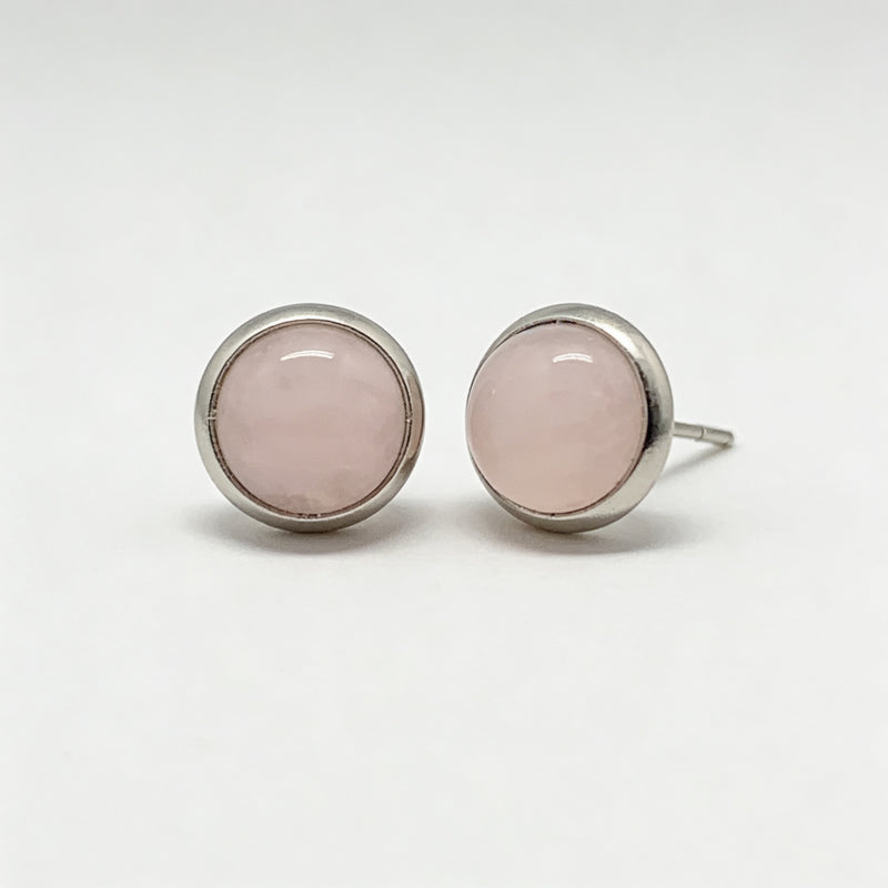 Rose Quartz Stone Stud Earrings "Orbita"