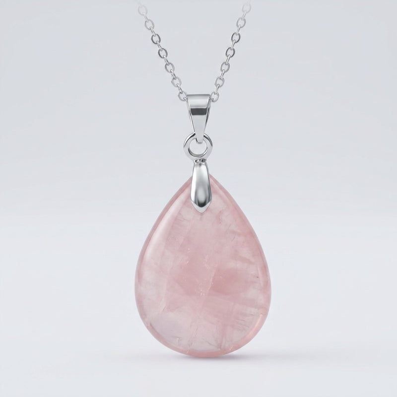 Rose Quartz Stone Necklace “Perle”